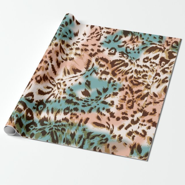 Papel De Presente Ilustração de padrão leopardo, impressão animal  (Desenrolado)
