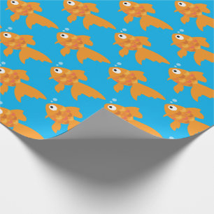 Papel De Presente Ilustração de Peixe Dourada Amigável