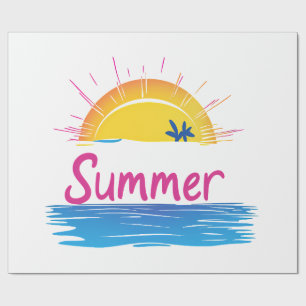 Papel De Presente Ilustração de Praia Sunset Summer