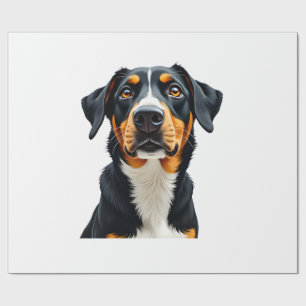 Papel De Presente Ilustração de retrato de cachorro colorido retrô P