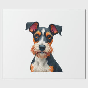 Papel De Presente Ilustração de retrato de cachorro colorido retrô V