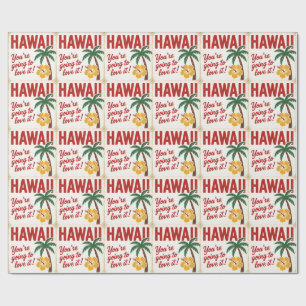 Papel De Presente Ilustração de Viagem das Ilhas Havaianas Vintage R