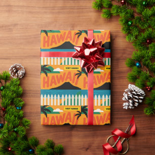 Papel De Presente Ilustração de Viagem das Ilhas Havaianas Vintage R