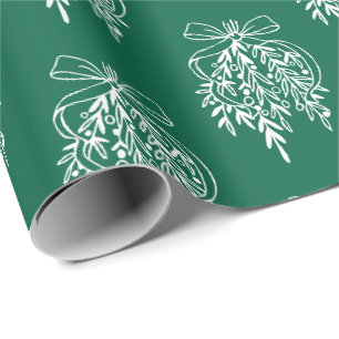 Papel De Presente Ilustração de visco e laço Feliz Natal 