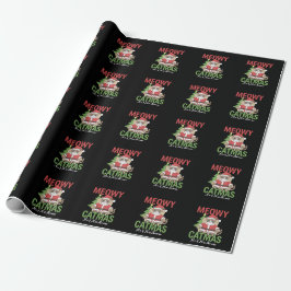 Papel De Presente Ilustração Divertida do Gato do Papai Noel Mal-Hum