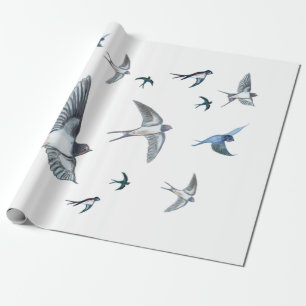 Papel De Presente Ilustração Do Bando De Aves De Engorda Voadoras