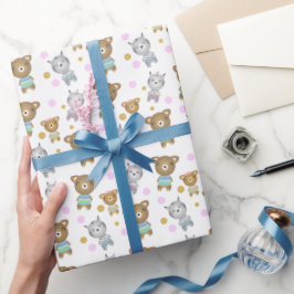 Papel De Presente Ilustração Do Bebê E Zebra