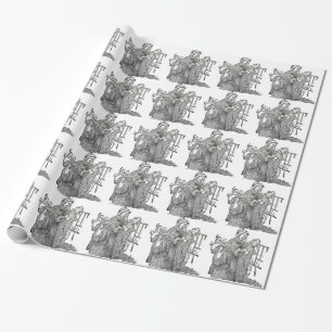 Papel De Presente Ilustração do Natal do pai do vintage
