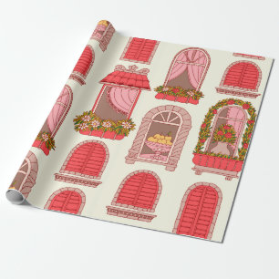 Papel De Presente Ilustração do padrão da janela Vintage