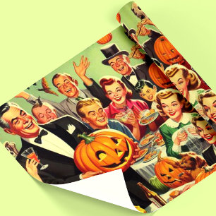 Papel De Presente Ilustração do Partido Vintage Halloween