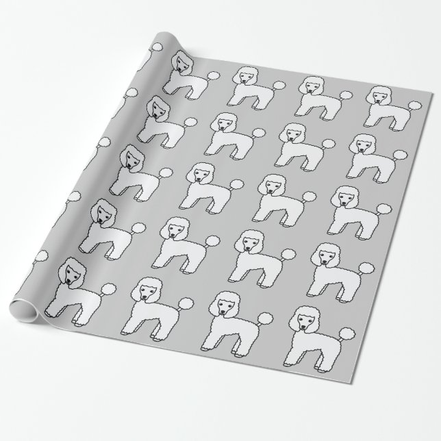 Papel De Presente Ilustração em Cartoon de Cachorro Poodle Branquinh (Desenrolado)