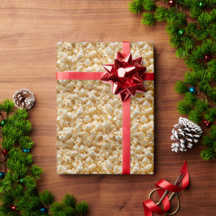Papel De Presente Ilustração em close-up de Pipoca Creme e Dourada