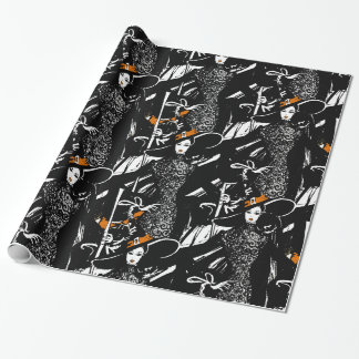 Papel De Presente ilustração em forma de halloween com uma vassoura