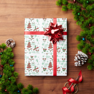 Papel De Presente Ilustração Festiva Floral Feliz Natal