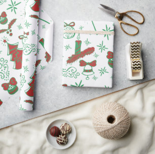 Papel De Presente Ilustração Festiva Floral Feliz Natal