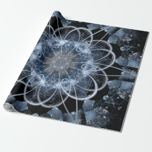 Papel De Presente Ilustração fractal computacional do inverno azul d