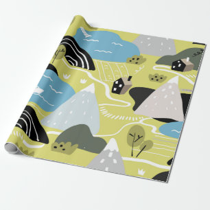 Papel De Presente Ilustração gráfica escandinava padrão uniforme