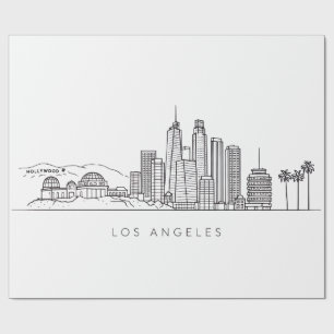 Papel De Presente Ilustração Minimalista do Horizonte de Los Angeles