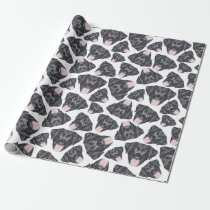 Papel De Presente Ilustração padrão sem costura Labrador preto