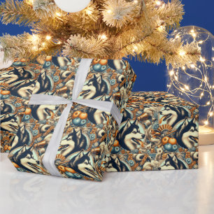 Papel De Presente Ilustração Retro Siberian Husky