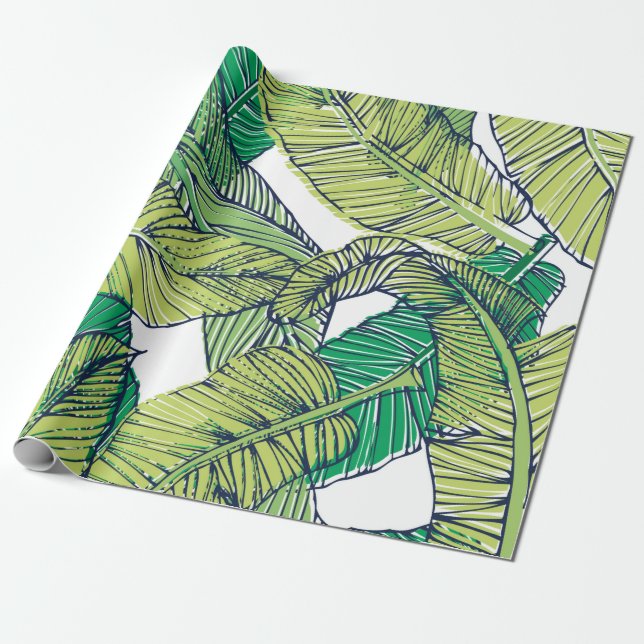 Papel De Presente ilustração/vinheta da ilha tropical (Desenrolado)