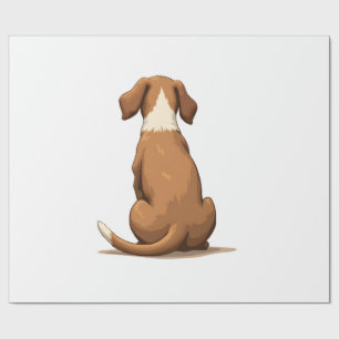 Papel De Presente Ilustração Vintage de Cachorro Vista Posterior Beg