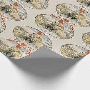 Papel De Presente Ilustração Vintage de Santa Ama Porcos