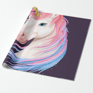Papel De Presente ilustração vintage de unicórnio fofo com mão d