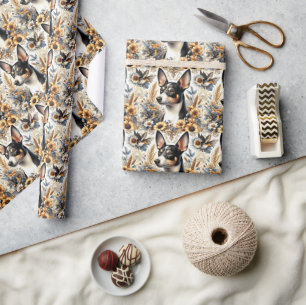 Papel De Presente Ilustração Vintage Rat Terrier