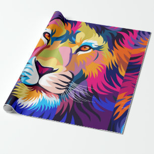 Papel De Presente ilustrações coloridas, um leão, design simples 