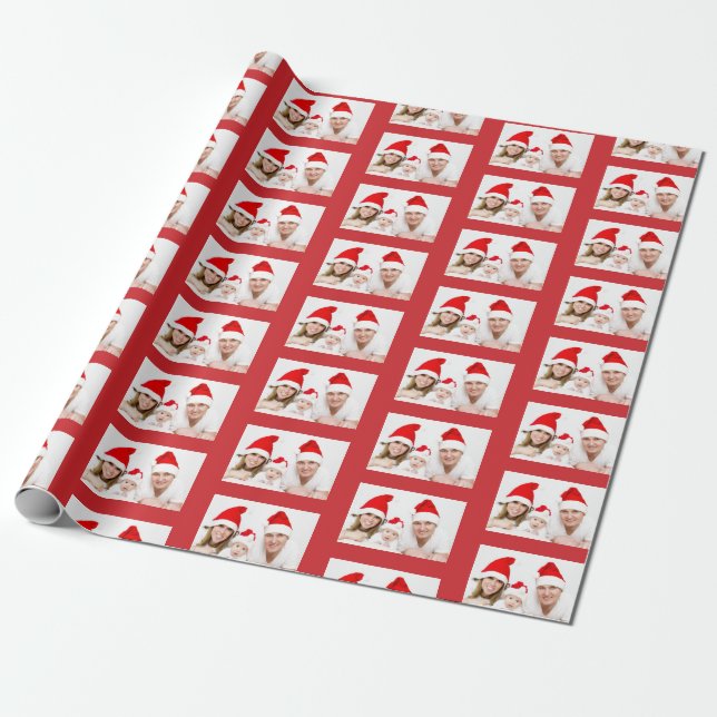 Papel De Presente Imagem com padrão de sua foto de Natal (Desenrolado)