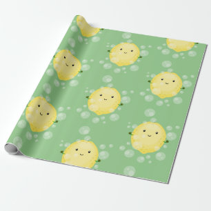 Papel De Presente Imagem das bolhas de fruta de limão-branco