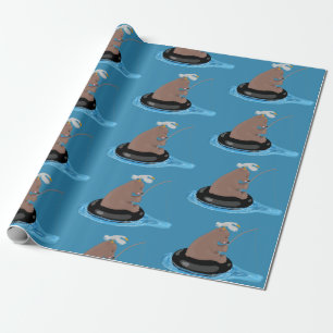 Papel De Presente Imagem de desenho animado da pesca do filhote de u