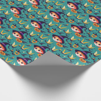 Papel De Presente Imagem de Halloween com rosto de bruxa feliz