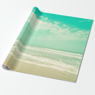Papel De Presente Imagem turquesa retro praia, vintage, beac