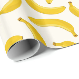 Papel De Presente Impressão, amarelo e branco da fruta tropical das