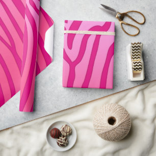 Papel De Presente Impressão animal das listras cor-de-rosa e