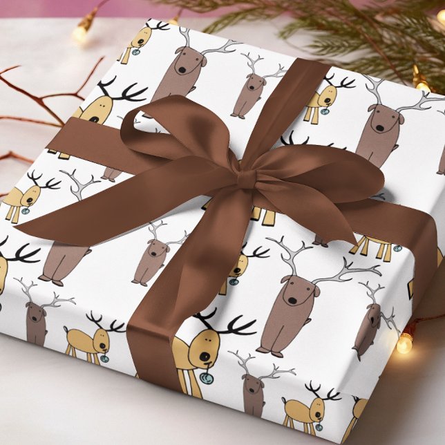 Papel De Presente Impressão Animal de Natal de Renas Bonitas (Criador carregado)