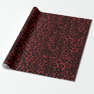 Papel De Presente Impressão Animal do Leopardo Vermelho Escuro