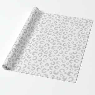 Papel De Presente Impressão Animal Leopardo Látea Branca Elegante