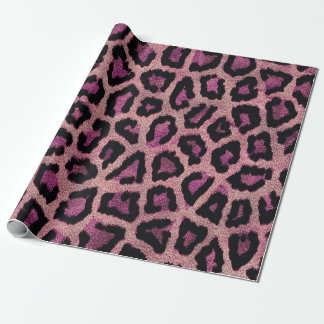 Papel De Presente Impressão Animal Preto-Leopardo Cor-de-Rosa