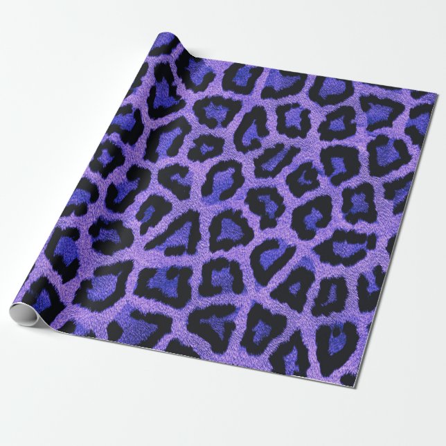Papel De Presente Impressão Animal Púrpura Azul-Preto-Leopardo (Desenrolado)