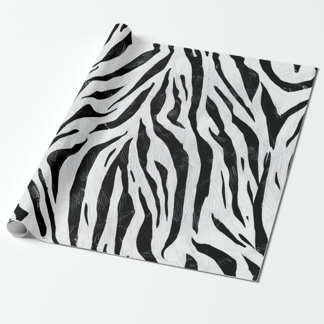 Papel De Presente Impressão Animal Zebra Stripes (Desenrolado)