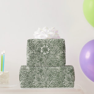 Papel De Presente Impressão artística floral verde calêndula de Will