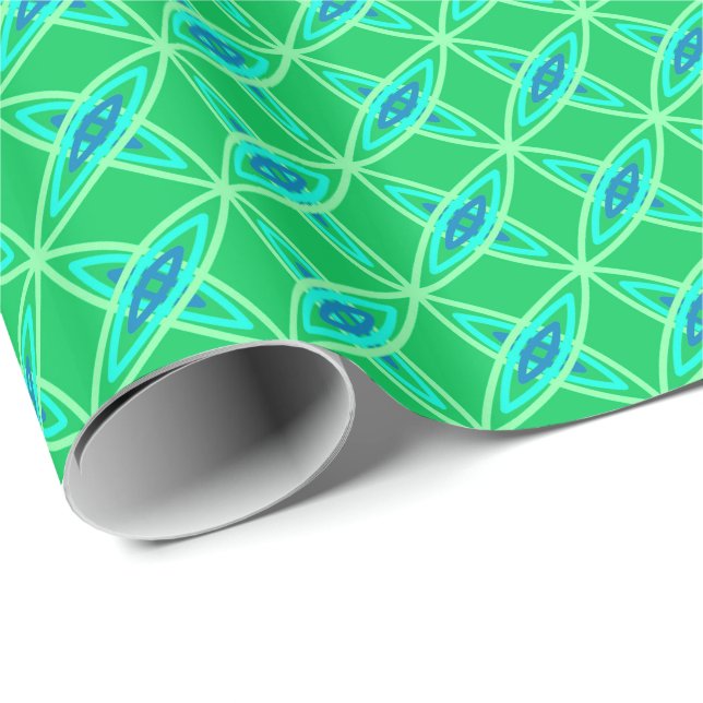 Papel De Presente Impressão Atômica Moderno de Meados do Século - Ve (Ponta do rolo)