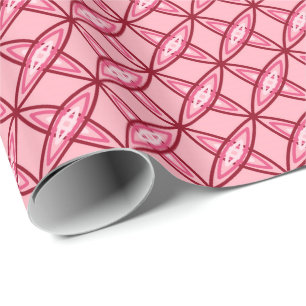 Papel De Presente Impressão Atômica Moderno de Meio século - Rosa