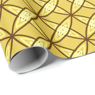 Papel De Presente Impressão atômico moderno do meio século - ouro