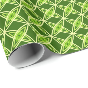 Papel De Presente Impressão atômico moderno do meio século - verde