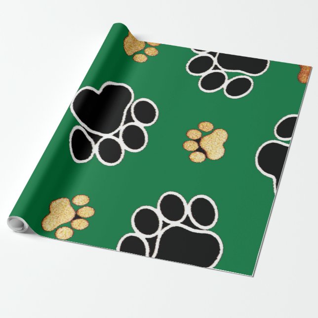 Papel De Presente Impressão canina de luxo preto e branco (Desenrolado)