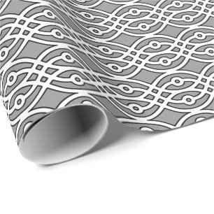 Papel De Presente Impressão, cinza, branco e preto do quimono
